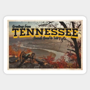 Greetings from Tennessee - Vintage Travel Postcard Design Sticker